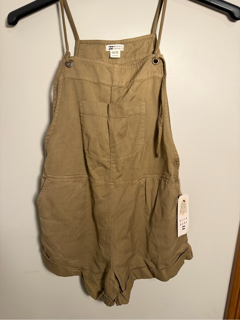 Billabong Wild Pursuit Olive Short Overalls Size XS NWT